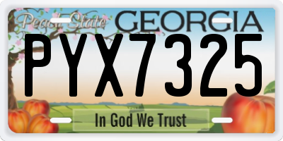 GA license plate PYX7325