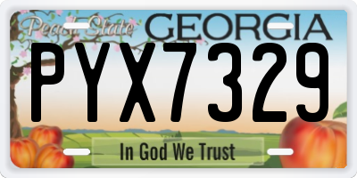 GA license plate PYX7329