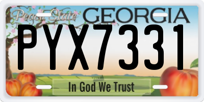 GA license plate PYX7331