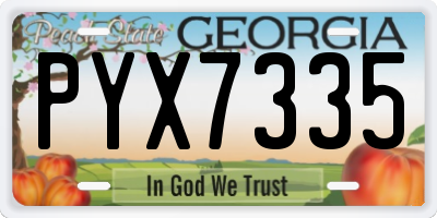 GA license plate PYX7335