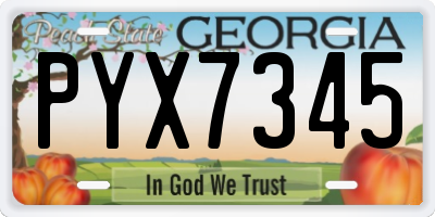GA license plate PYX7345