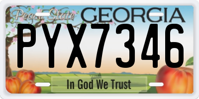GA license plate PYX7346