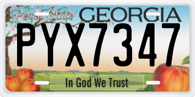 GA license plate PYX7347