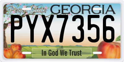 GA license plate PYX7356