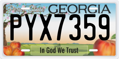 GA license plate PYX7359