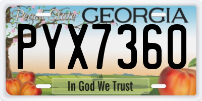 GA license plate PYX7360