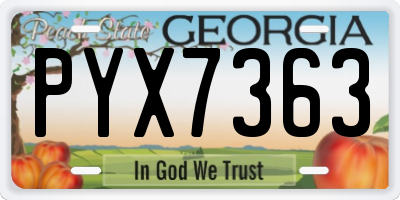 GA license plate PYX7363