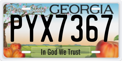GA license plate PYX7367