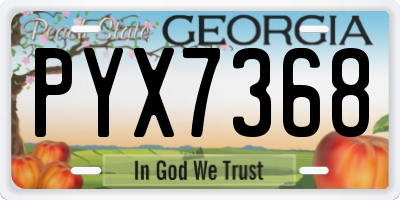 GA license plate PYX7368