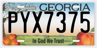 GA license plate PYX7375