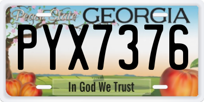 GA license plate PYX7376