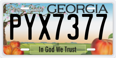 GA license plate PYX7377