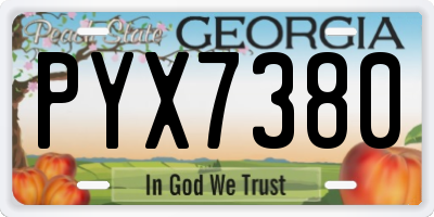 GA license plate PYX7380