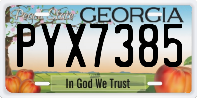 GA license plate PYX7385