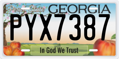 GA license plate PYX7387