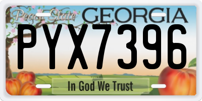 GA license plate PYX7396