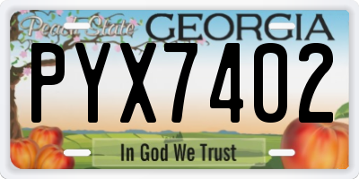 GA license plate PYX7402