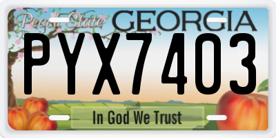 GA license plate PYX7403
