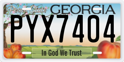 GA license plate PYX7404