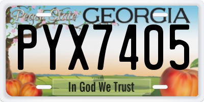 GA license plate PYX7405