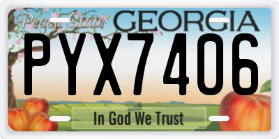 GA license plate PYX7406