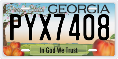 GA license plate PYX7408
