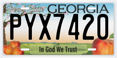 GA license plate PYX7420