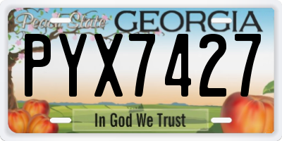 GA license plate PYX7427