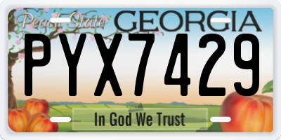 GA license plate PYX7429
