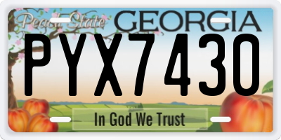 GA license plate PYX7430