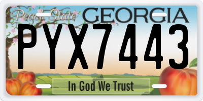 GA license plate PYX7443