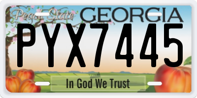 GA license plate PYX7445
