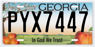 GA license plate PYX7447