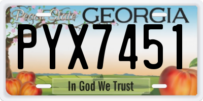 GA license plate PYX7451