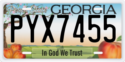 GA license plate PYX7455