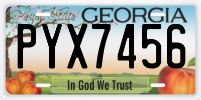 GA license plate PYX7456