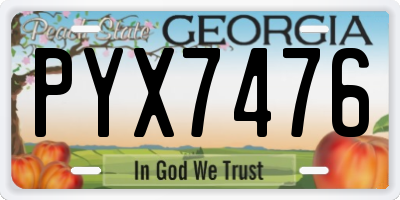 GA license plate PYX7476