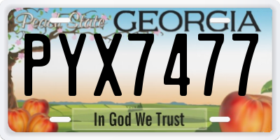 GA license plate PYX7477
