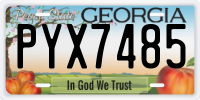 GA license plate PYX7485