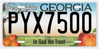GA license plate PYX7500