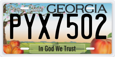 GA license plate PYX7502