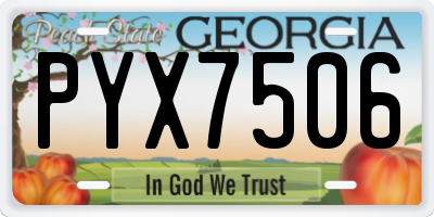GA license plate PYX7506