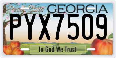GA license plate PYX7509