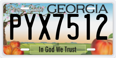 GA license plate PYX7512