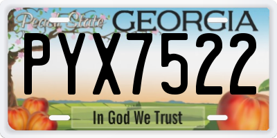 GA license plate PYX7522