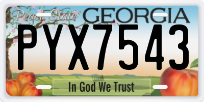GA license plate PYX7543