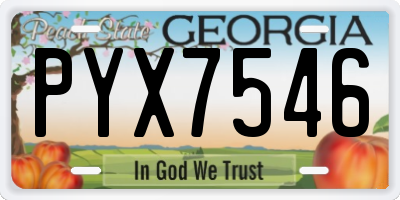GA license plate PYX7546