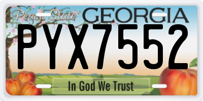GA license plate PYX7552