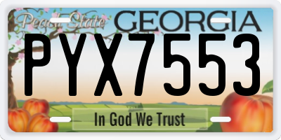 GA license plate PYX7553