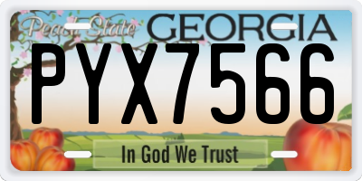 GA license plate PYX7566